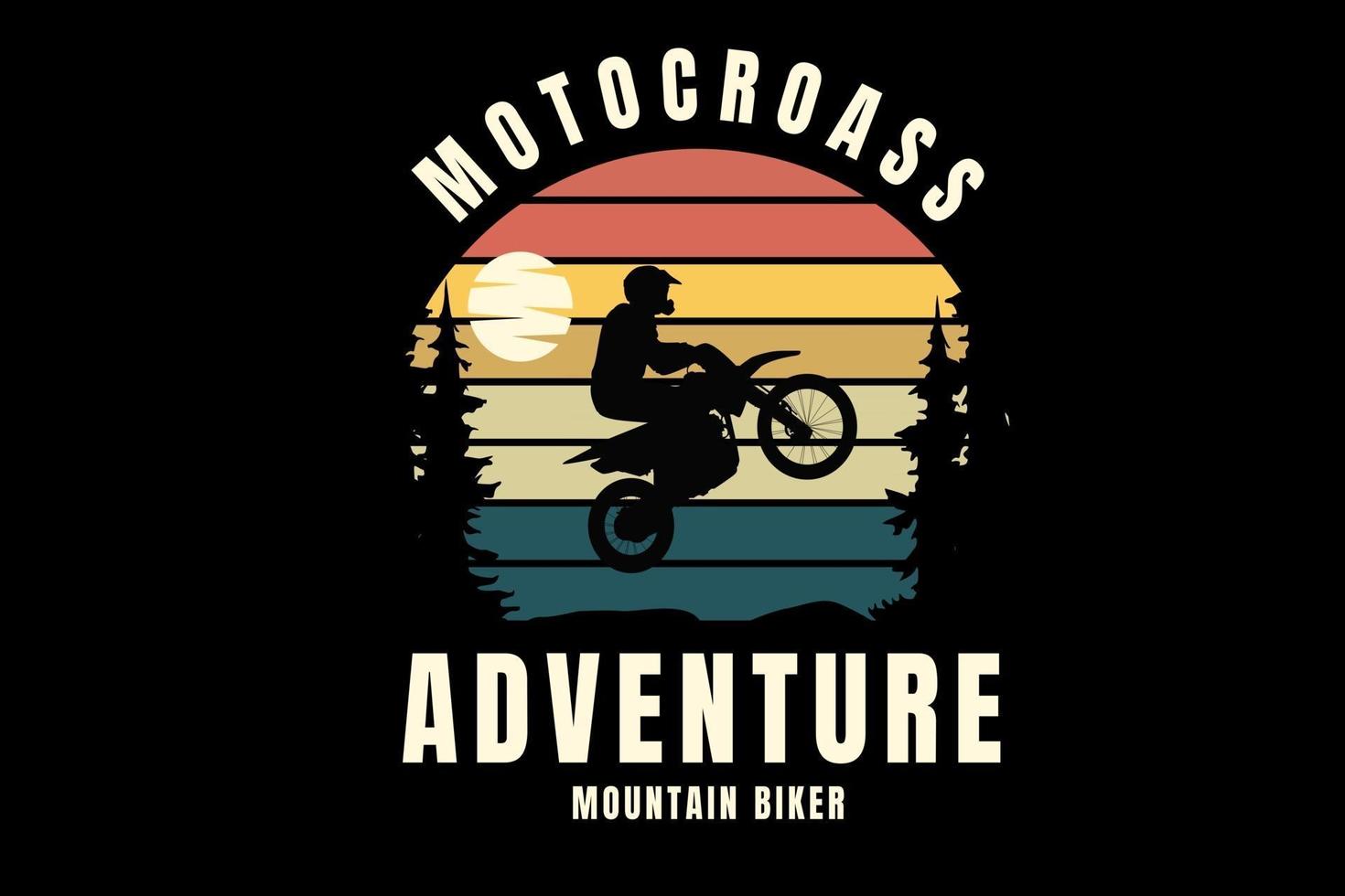 motocross adventure mountain biker color orange yellow and green vector