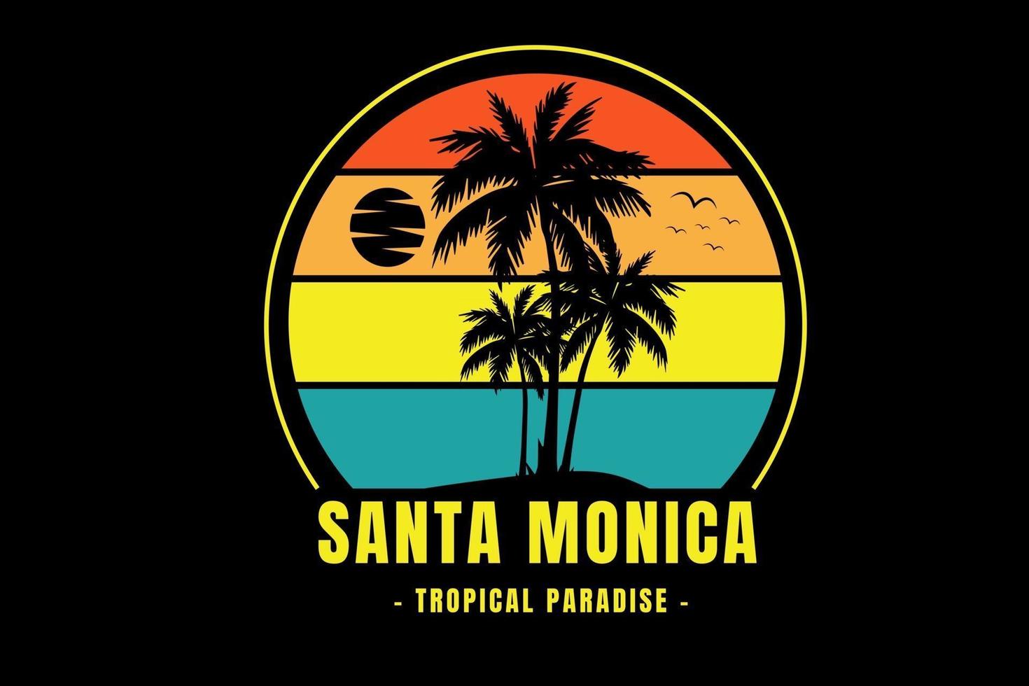 santa monica tropical paradise color yellow orange and green vector