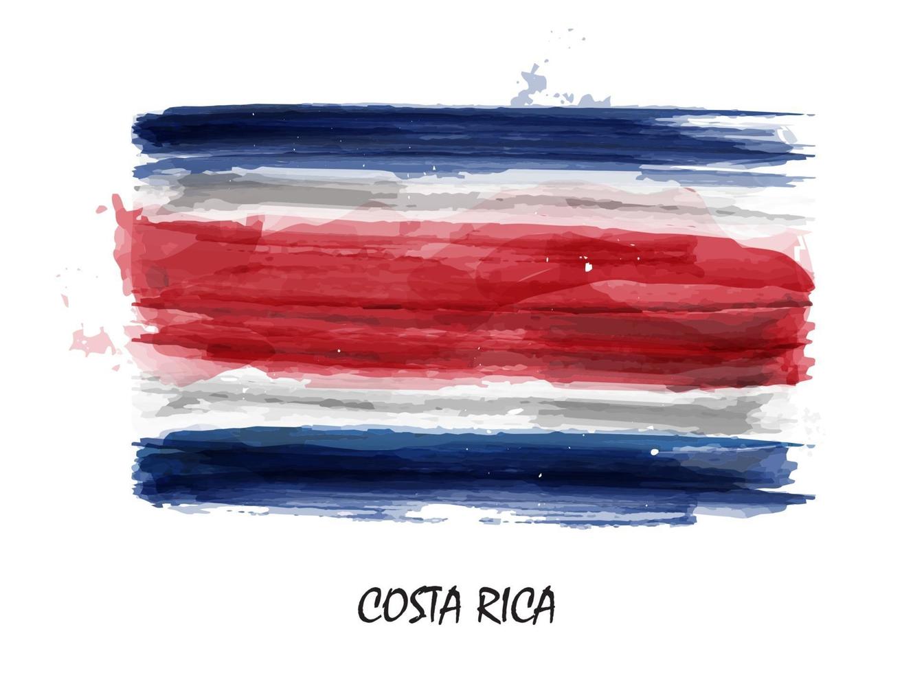 Bandera de pintura de acuarela realista de costa rica. vector. vector