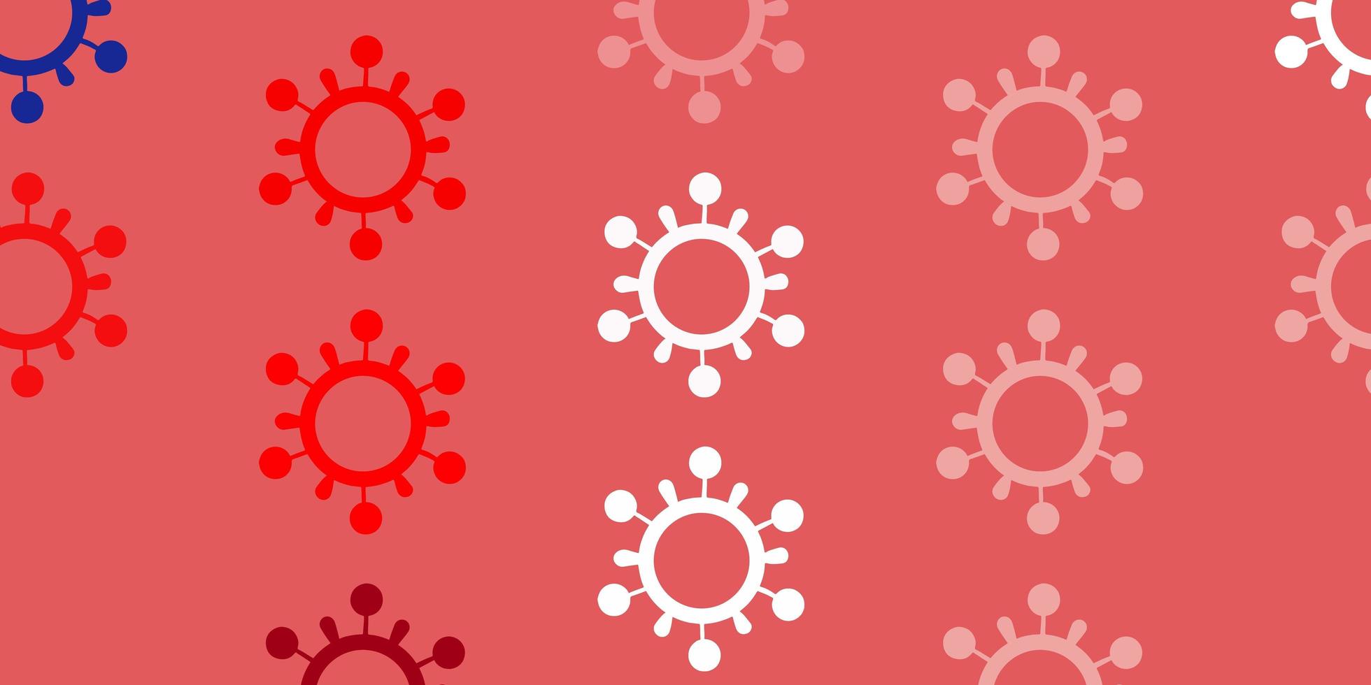Light Blue Red vector pattern with coronavirus elements