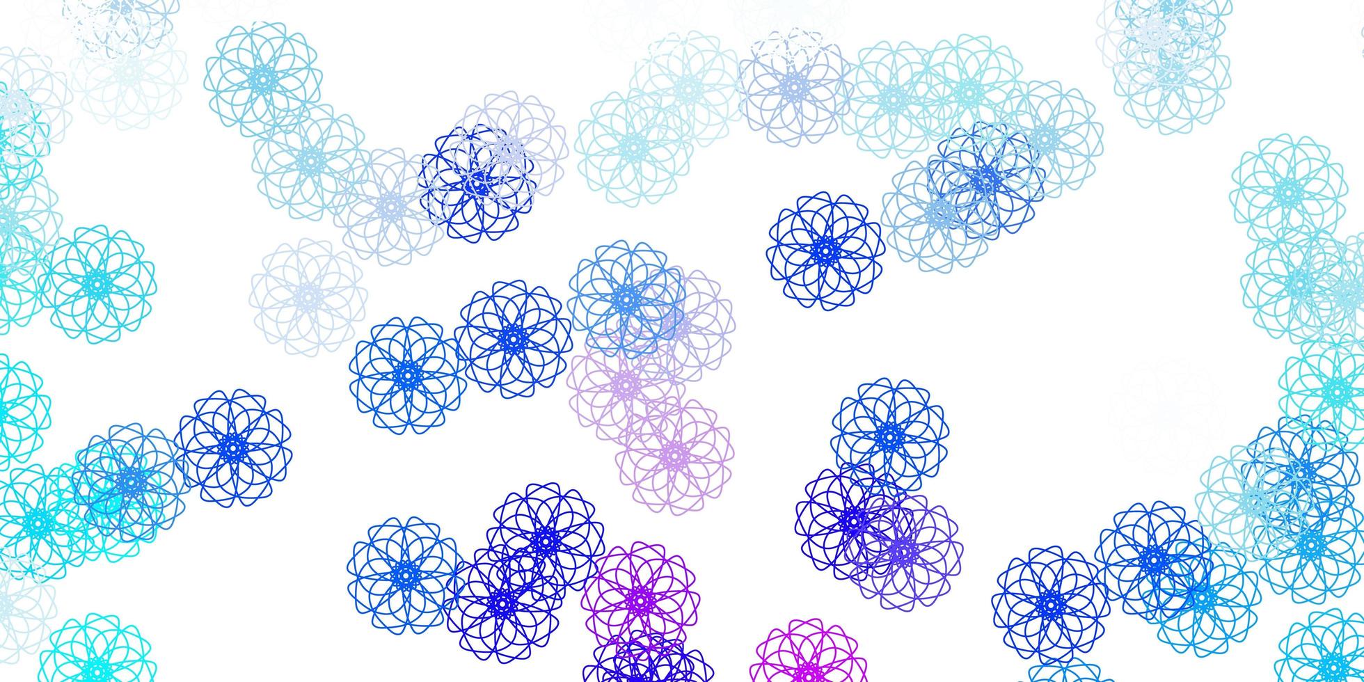 Light pink blue vector doodle background with flowers