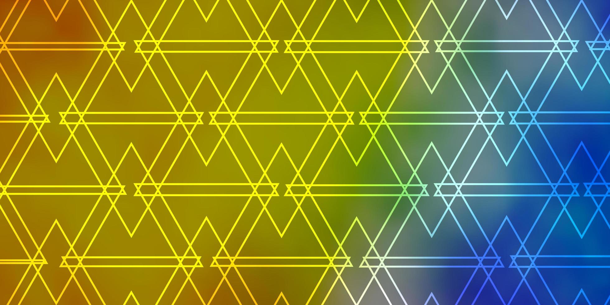 Fondo de vector amarillo azul claro con triángulos triángulos sobre fondo abstracto con plantilla de degradado de colores para fondos de pantalla