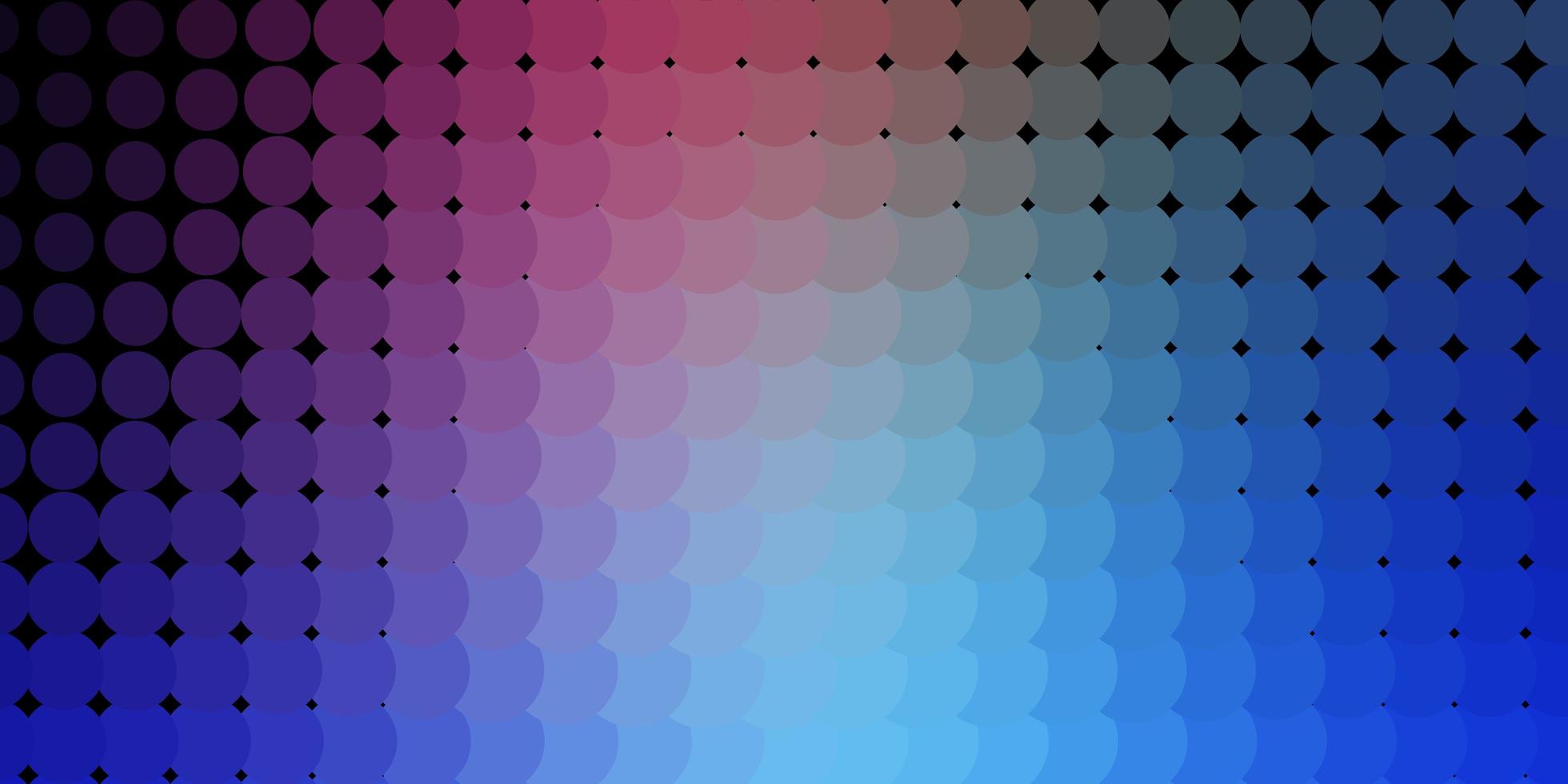 Fondo de vector azul rosa oscuro con ilustración de manchas con un conjunto de patrón de esferas abstractas de colores brillantes para sitios web
