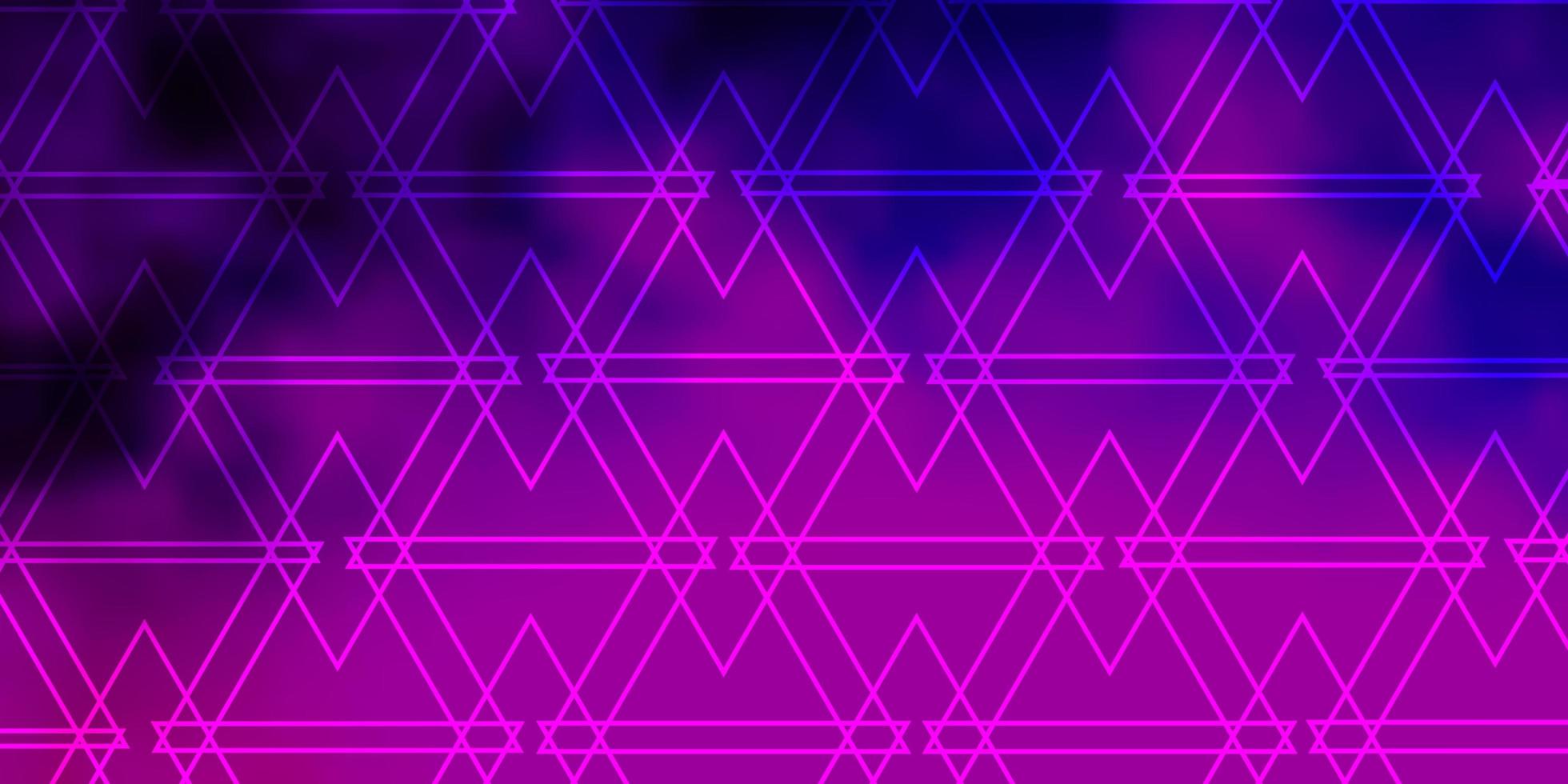 Telón de fondo de vector rosa púrpura claro con líneas triángulos Ilustración de degradado abstracto con patrón de triángulos para sitios web