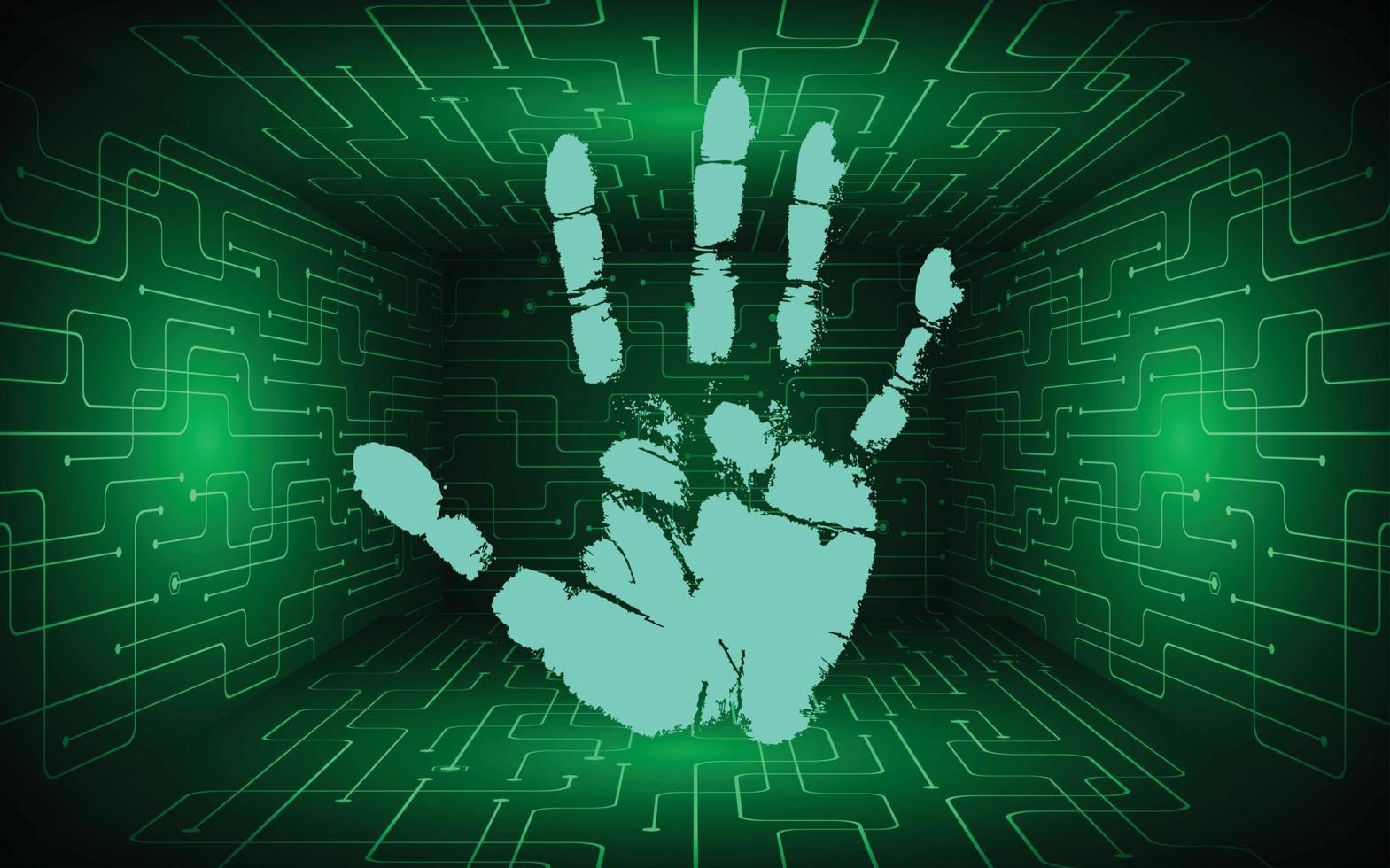 hand Finger print network cyber security background. vector