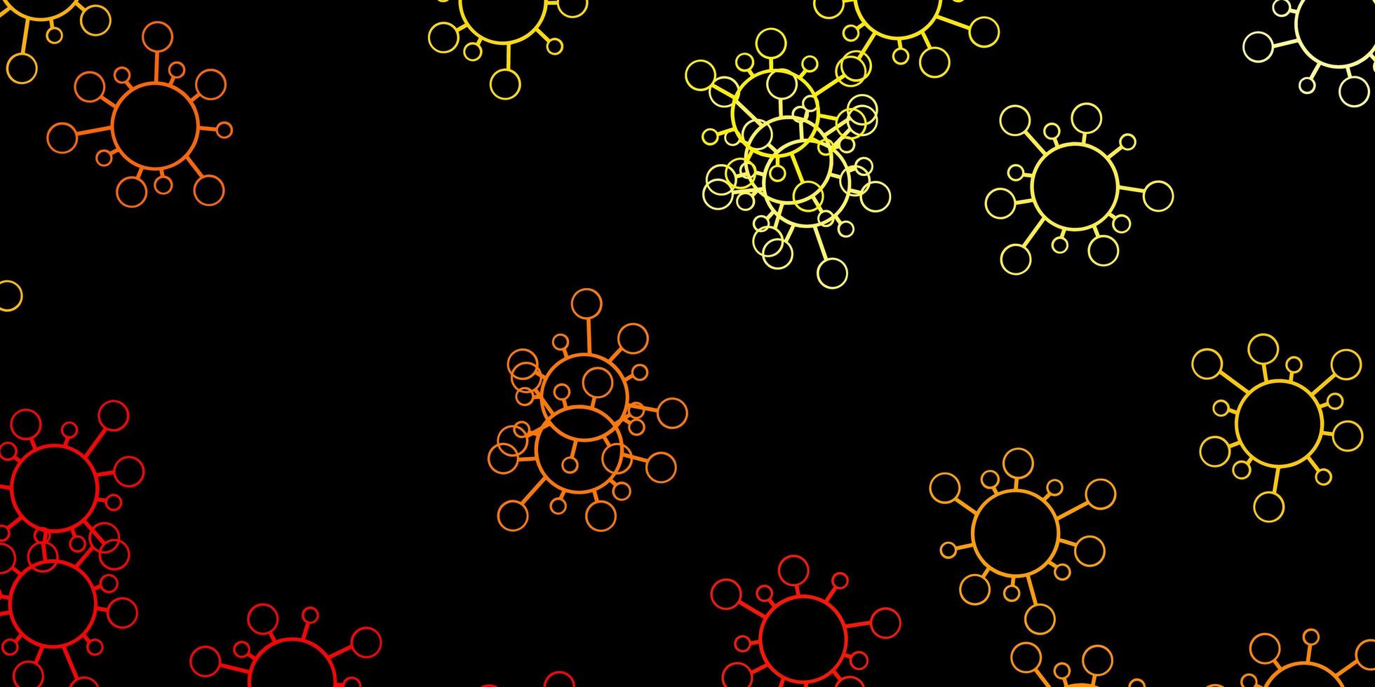 Dark orange vector pattern with coronavirus elements