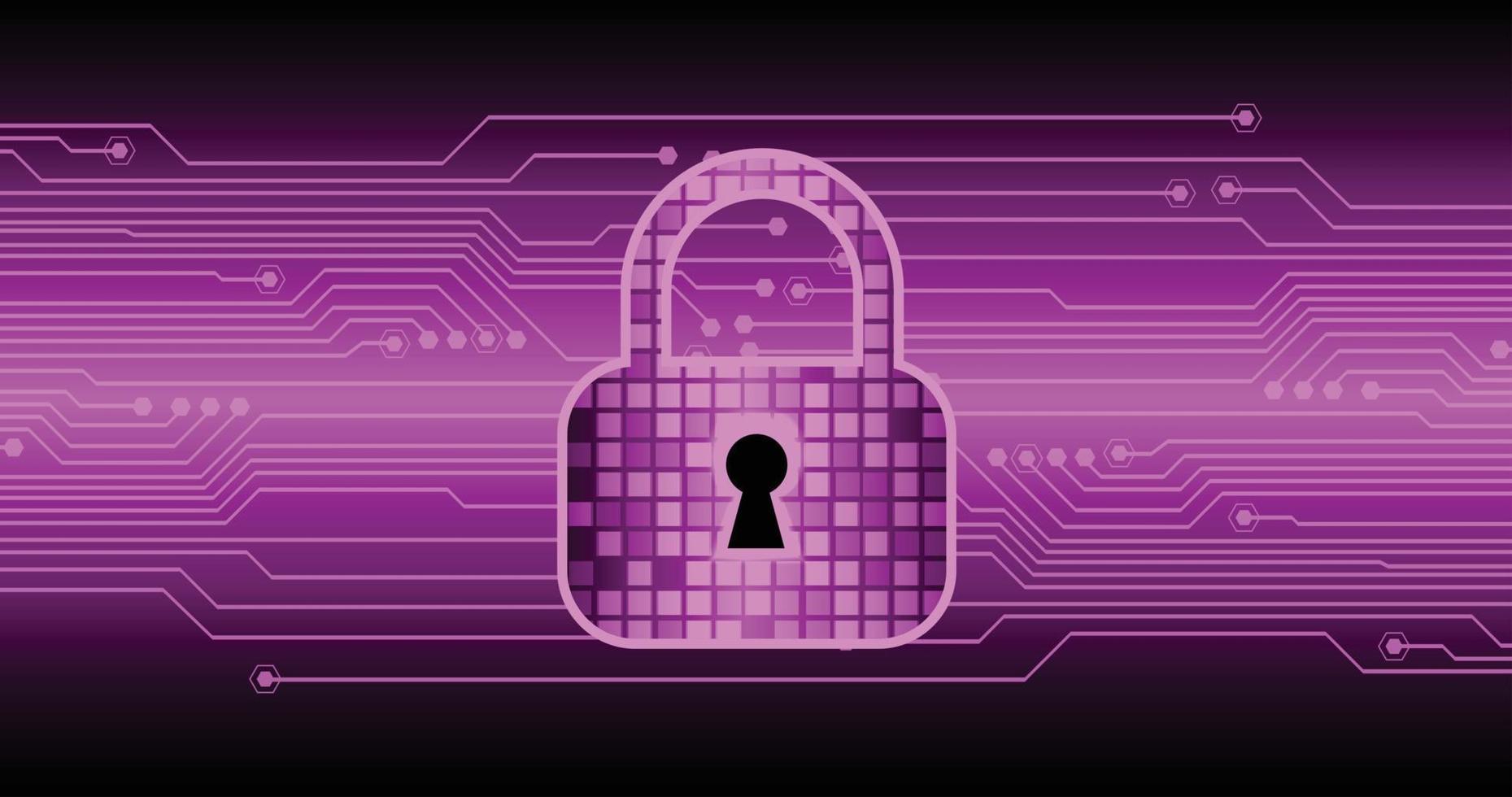 Closed Padlock on digital background, cyber security vector