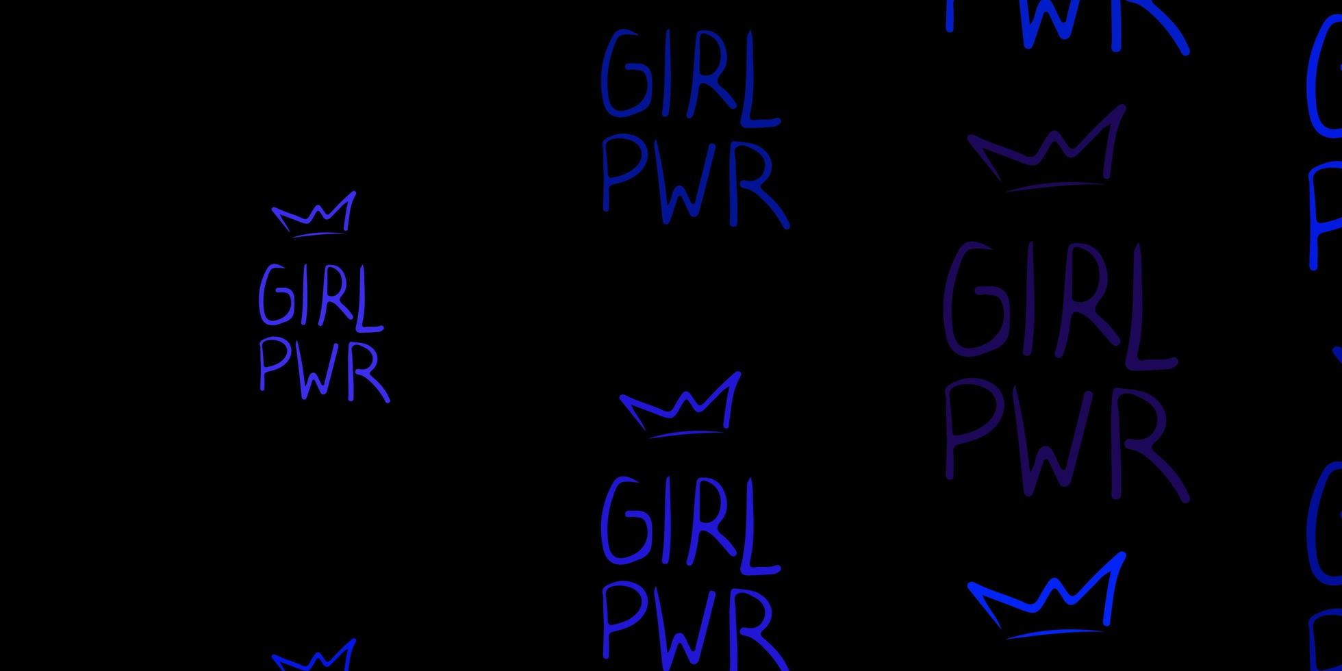 Dark Pink Blue vector pattern with feminism elements