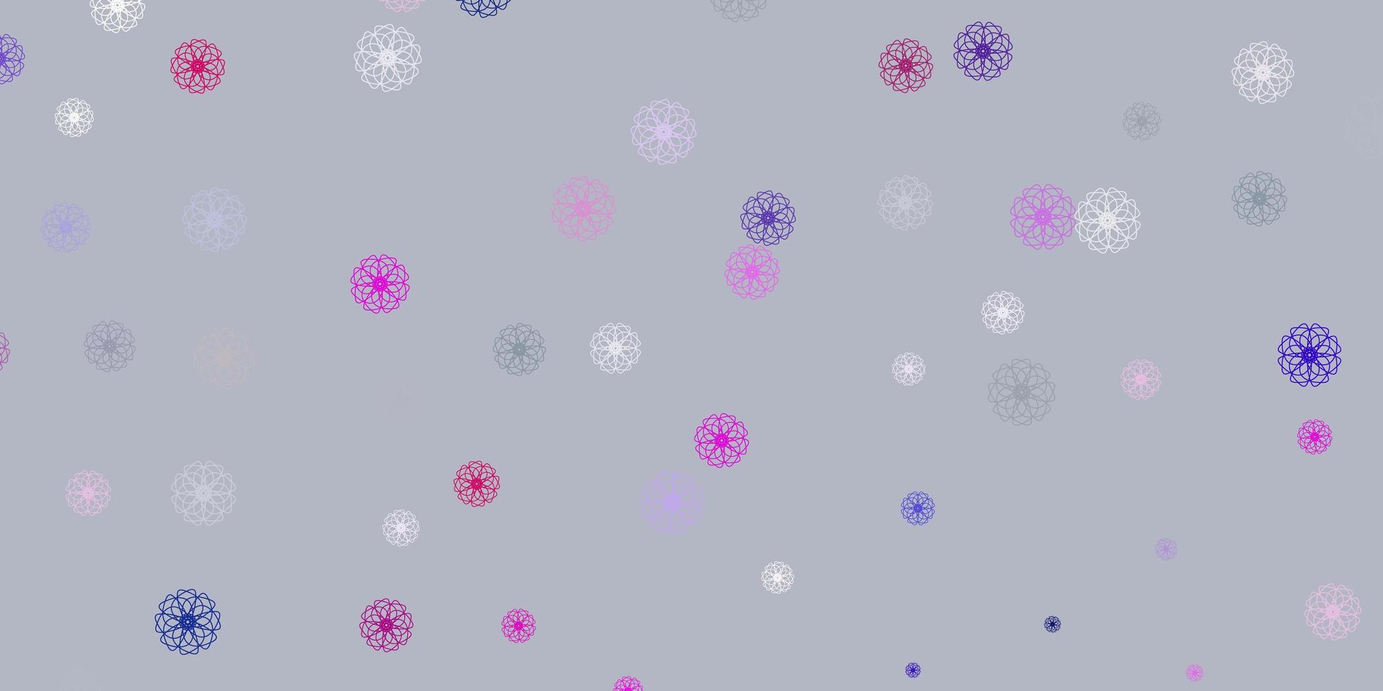 Light pink blue vector doodle texture with flowers