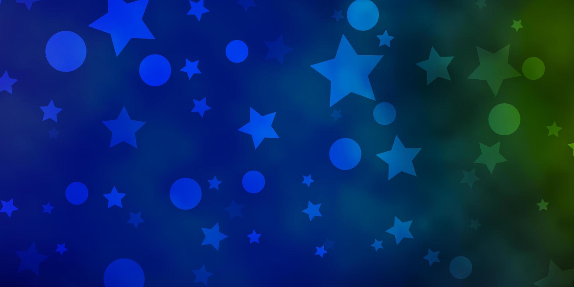 Fondo de vector verde azul claro con círculos ilustración de estrellas con un conjunto de coloridas esferas abstractas diseño de estrellas para fabricantes de telas de papel tapiz