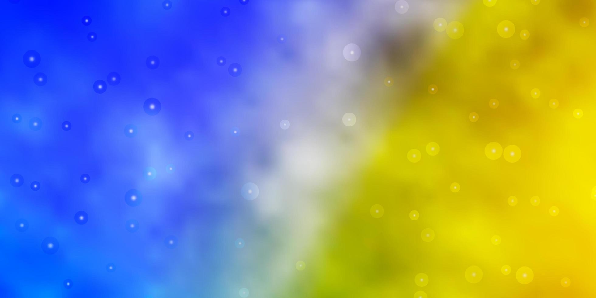 Plantilla de vector amarillo azul claro con estrellas de neón ilustración colorida en estilo abstracto con patrón de estrellas degradado para envolver regalos