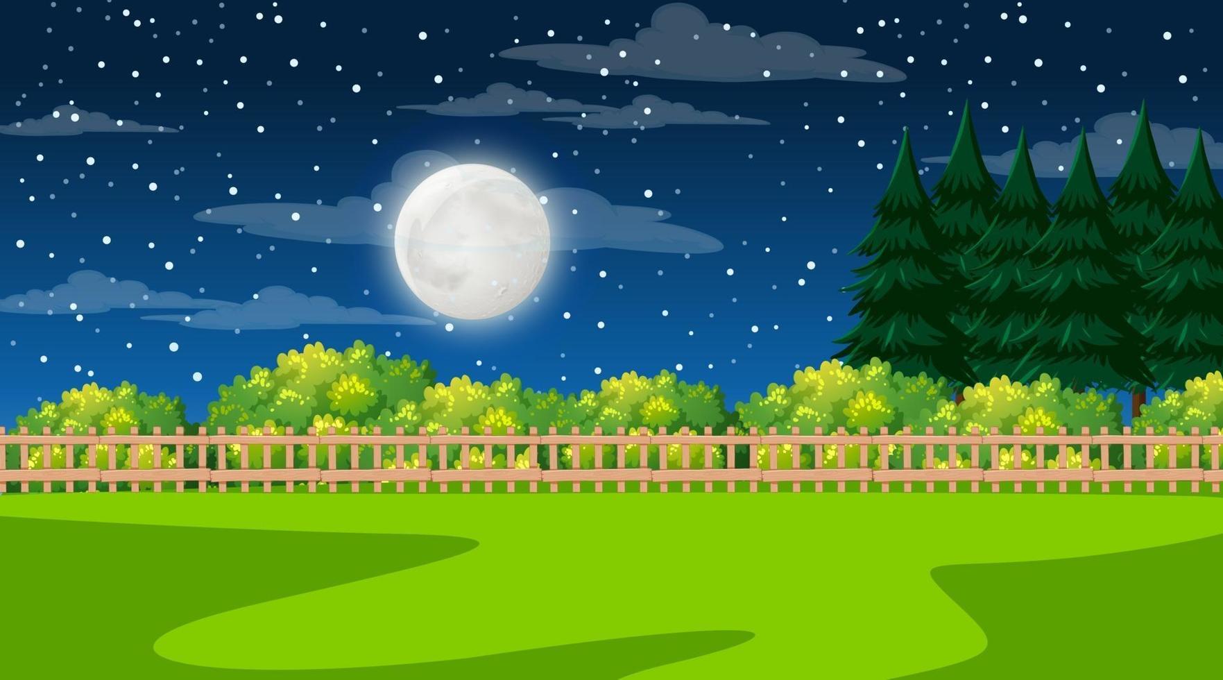 paisaje de bosque natural en la escena nocturna vector