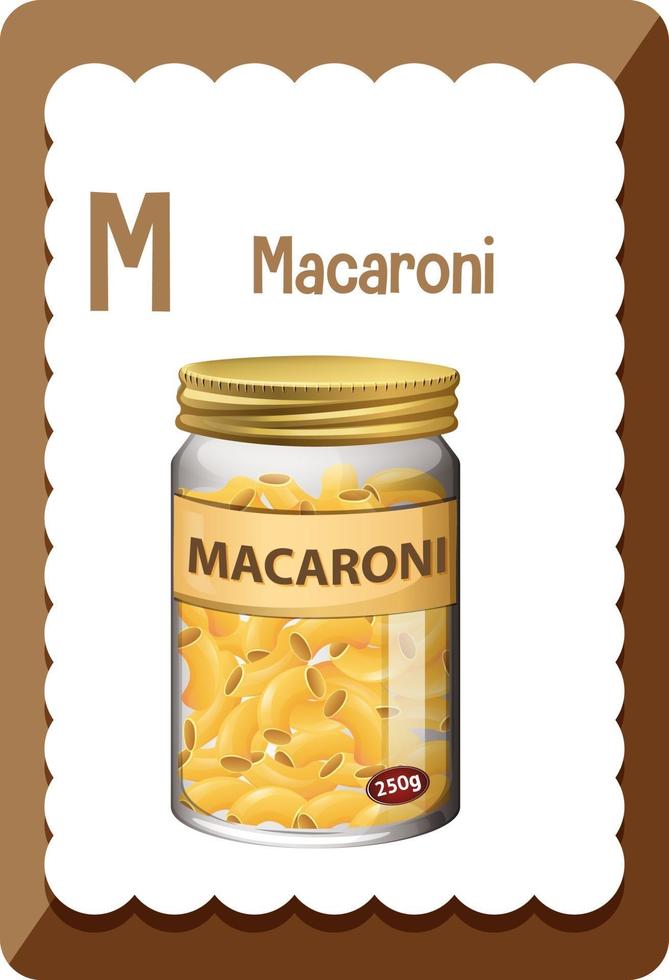 Alphabet flashcard with letter M for Macaroni vector