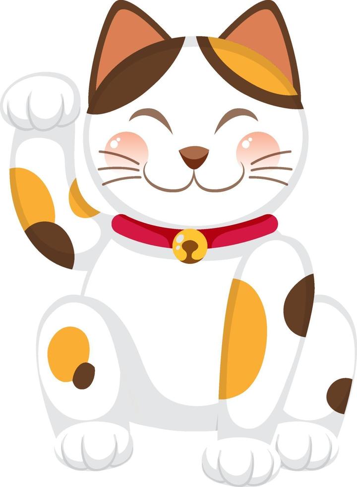 gato de la suerte japonés maneki neko personaje de dibujos animados aislado vector