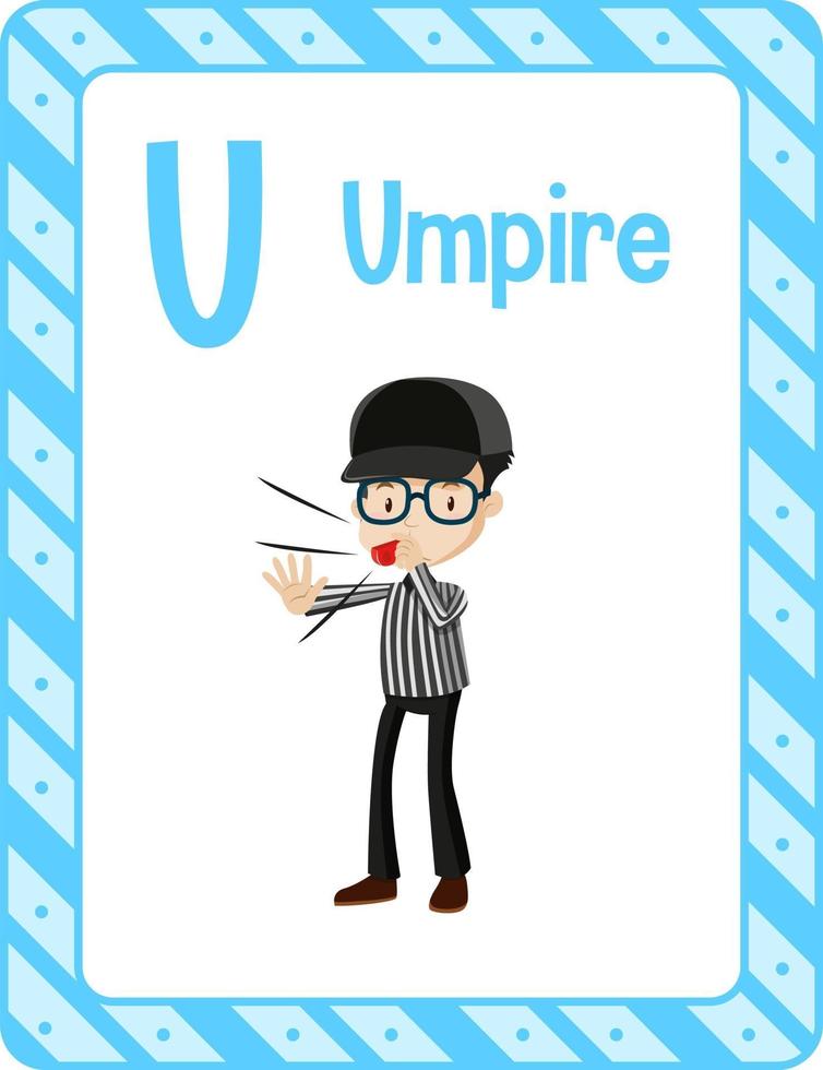 Alphabet flashcard with letter U for Umpire vector