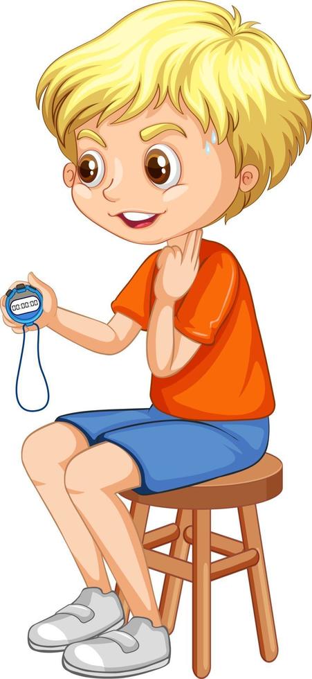 A coach boy cartoon character holding a timer vector