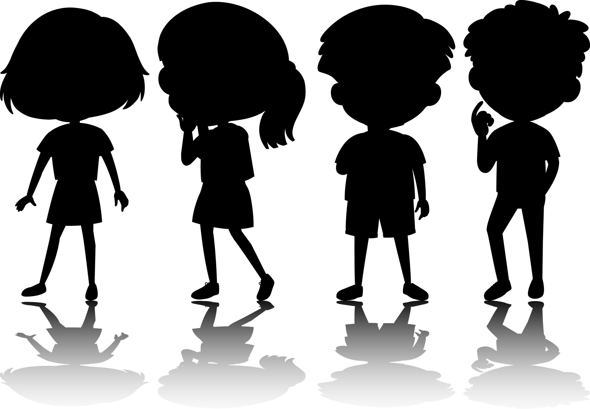 Set of kids silhouette cartoon character 2673485 Vector Art at Vecteezy