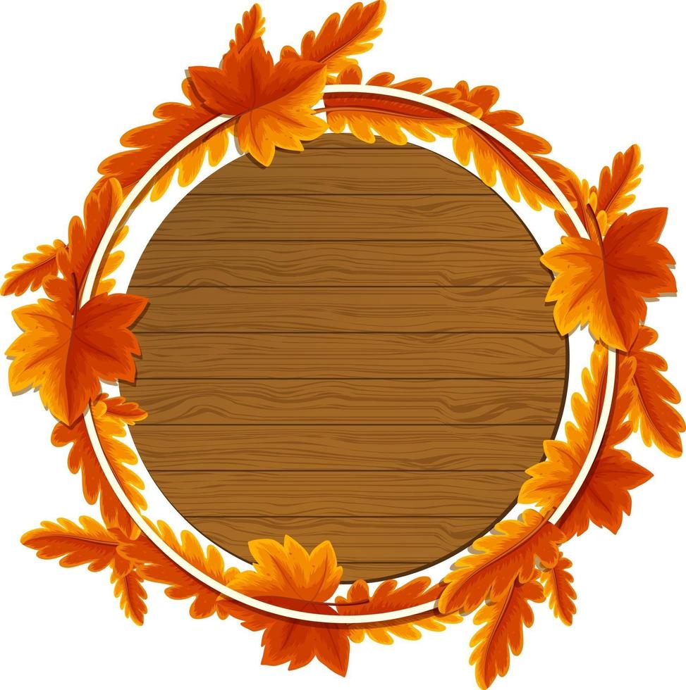 Round autumn leaves frame template vector