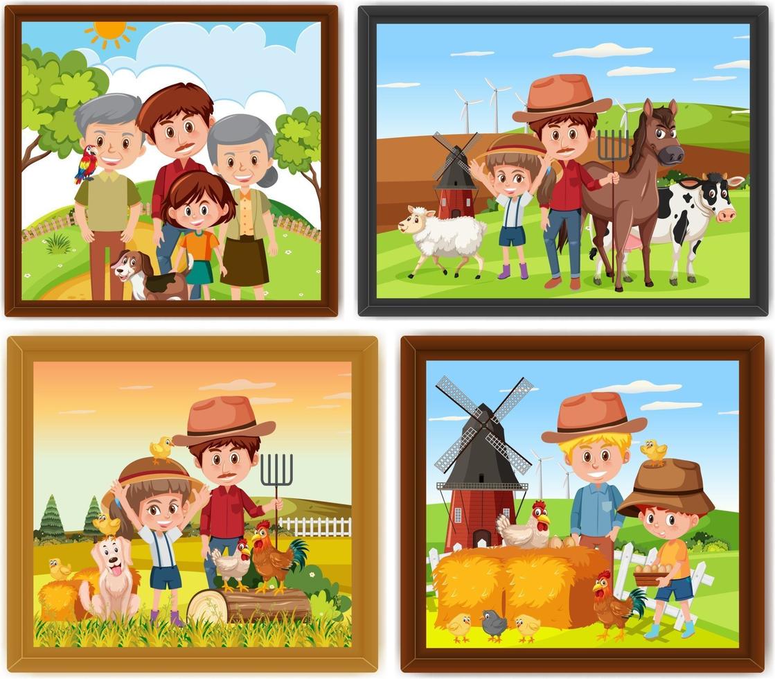 Set of different family photo frames vector