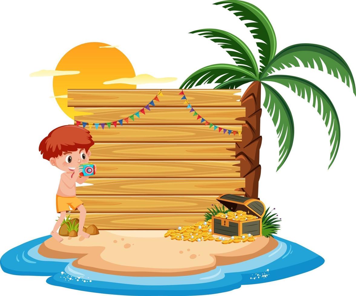 Empty wooden board with vector
