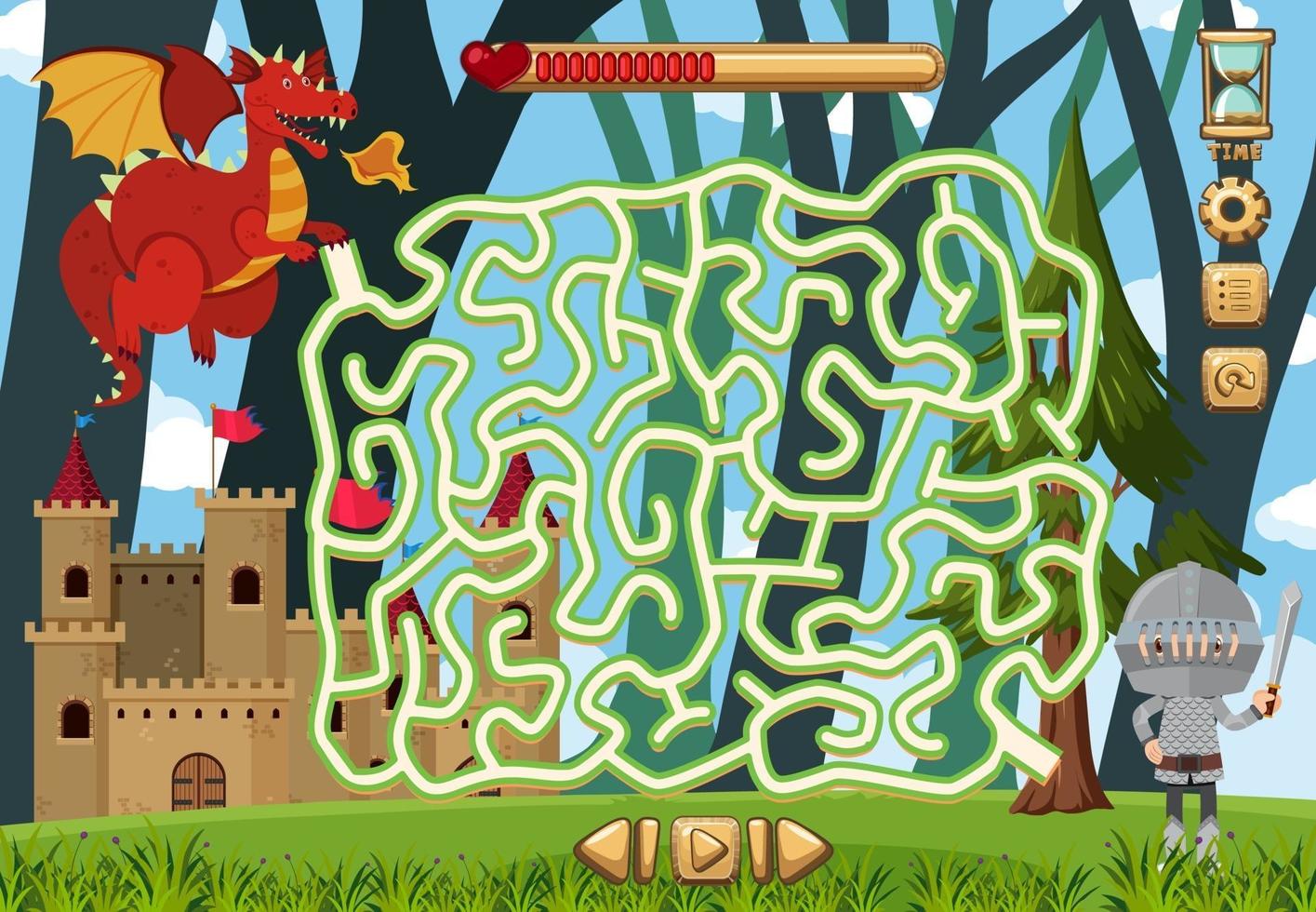 Maze puzzle game activity for children in fantasy theme vector
