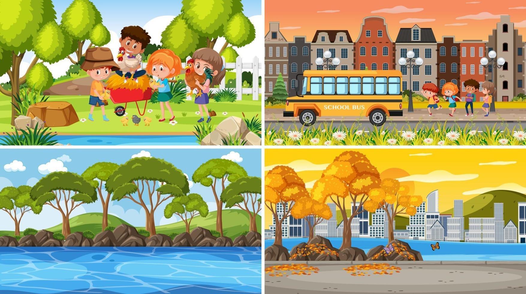 Set of different nature background scenes vector