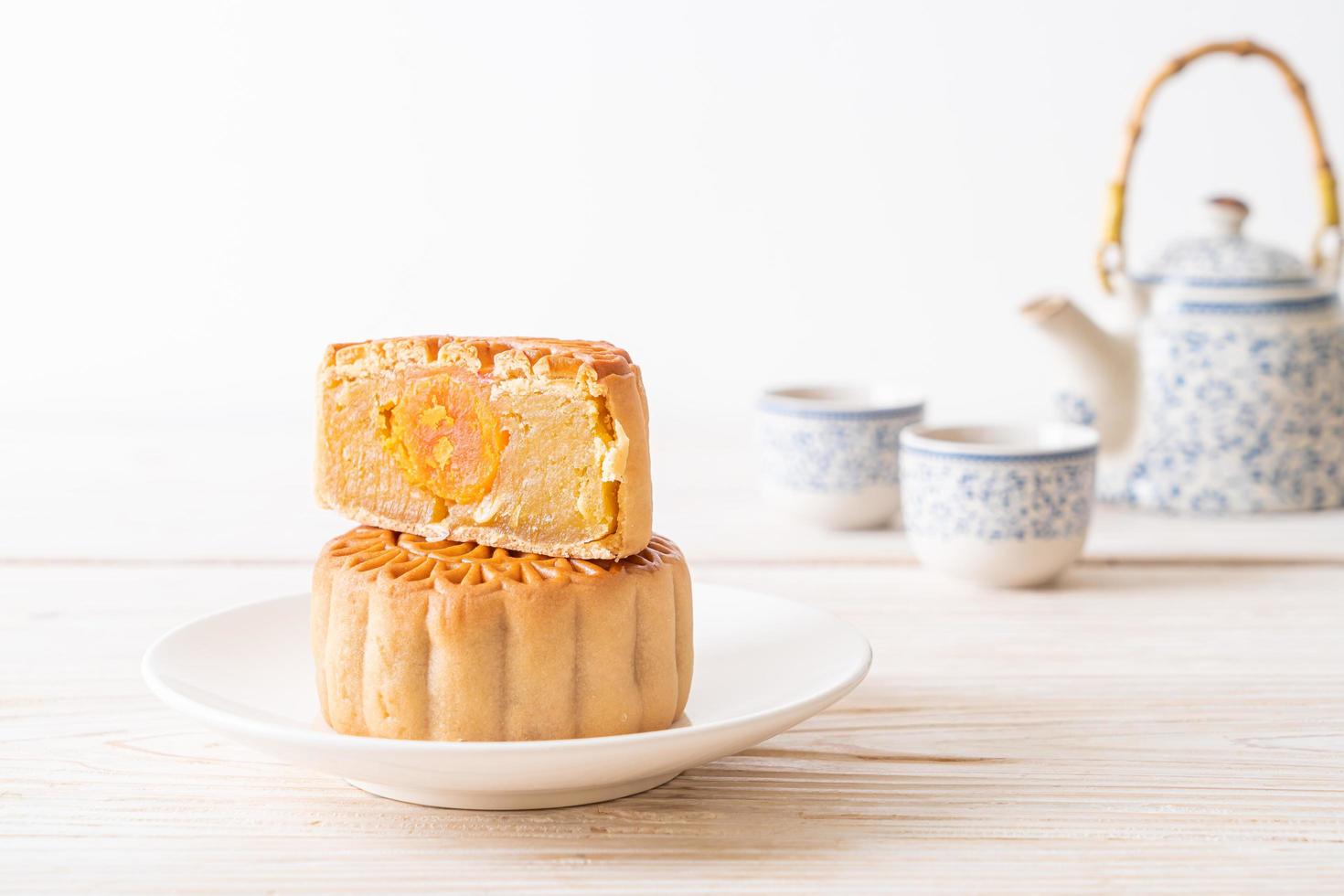 Chinese moon cake durian and egg yolk flavour photo