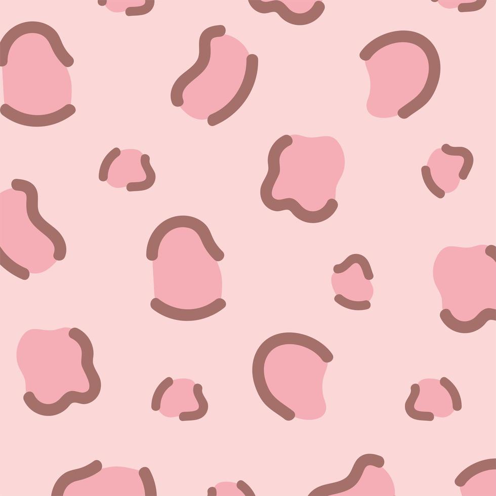 animal skin print pattern, contour brown spots pink background design vector