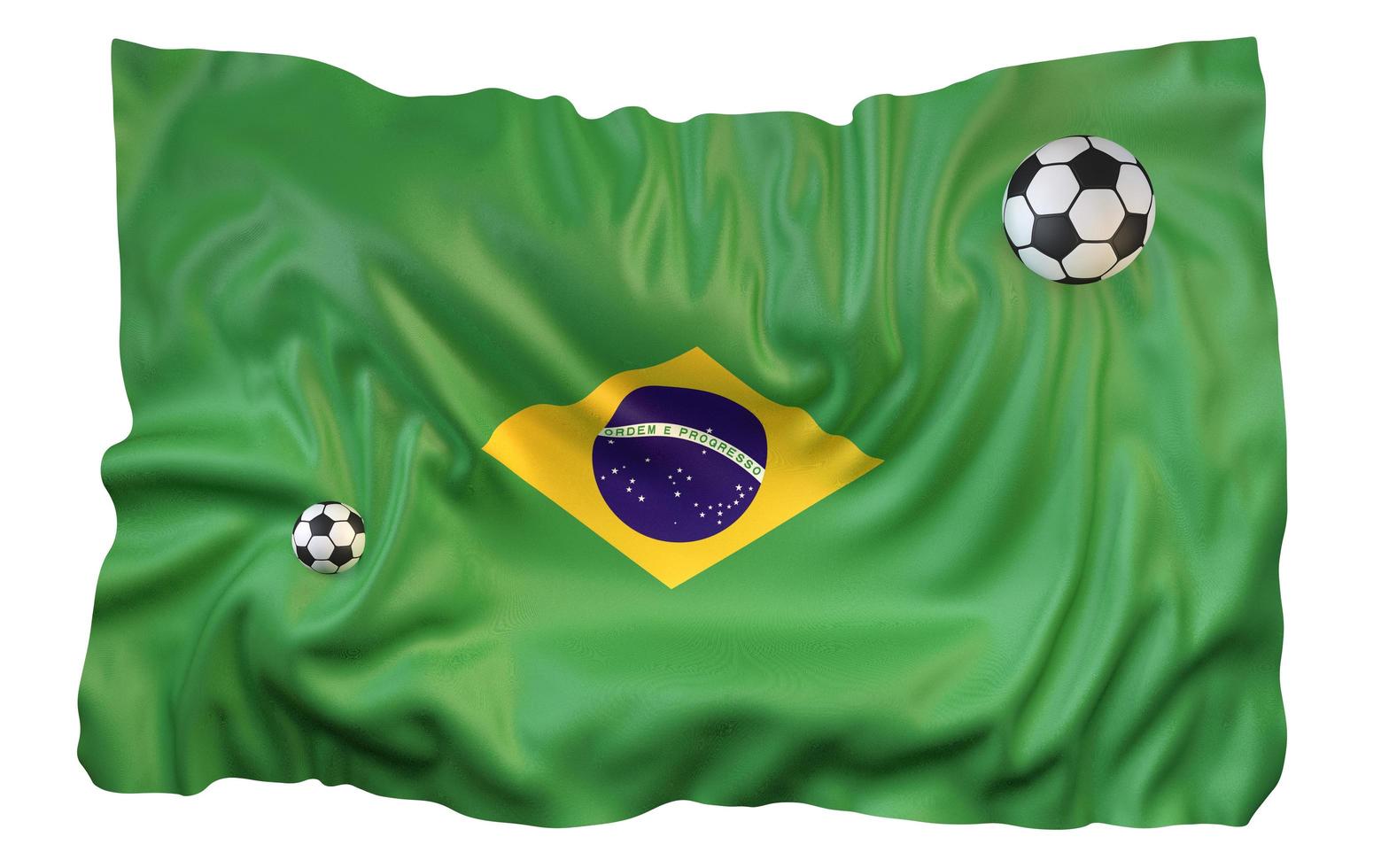 Representación 3d de fútbol de bandera de brasil foto