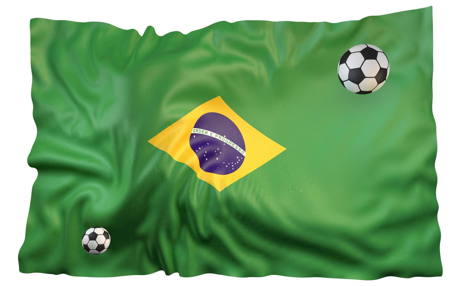 Representación 3d de fútbol de bandera de brasil foto