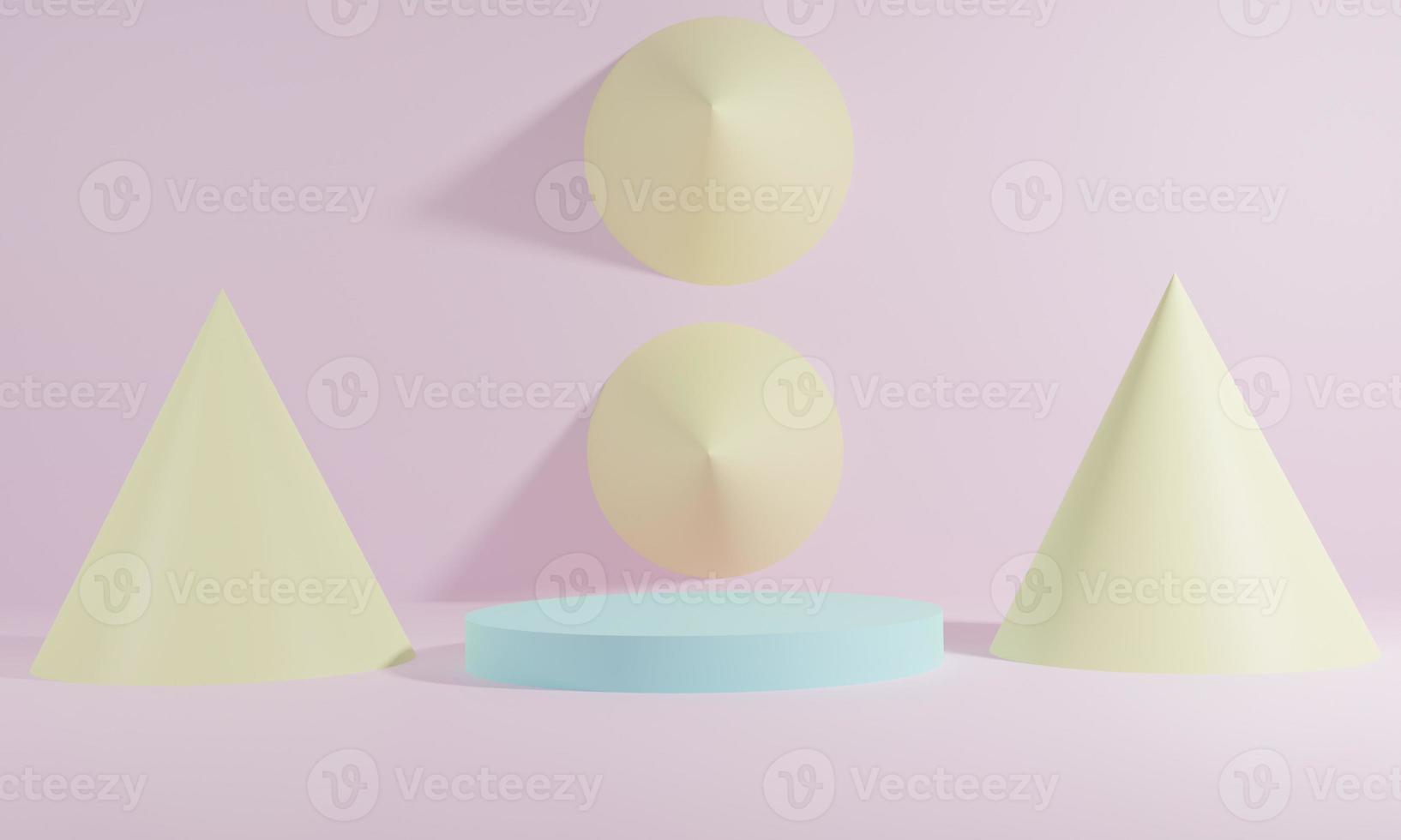 Minimal scene with podium and abstract background. Geometric shape. 3D illustration. 3d render. photo