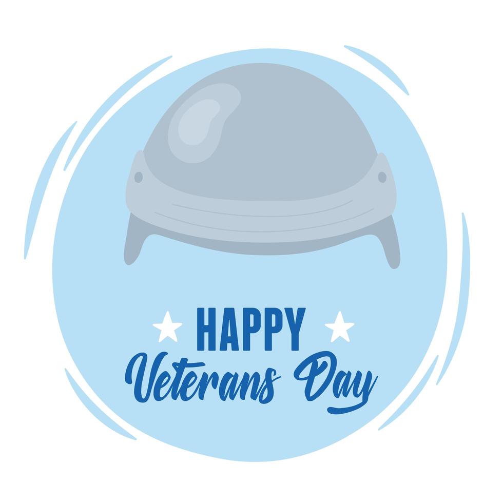 happy veterans day, US military armed forces soldier helmet card vector