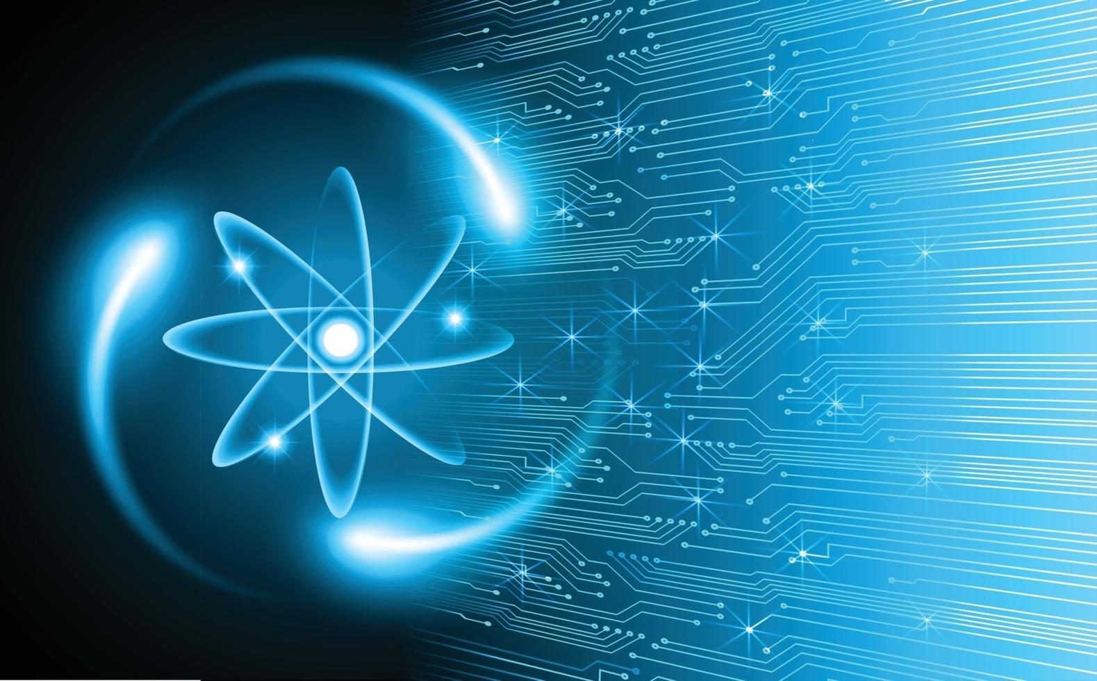 Dark Blue Shining atom scheme. illustration. Abstract Technology background for computer graphic vector