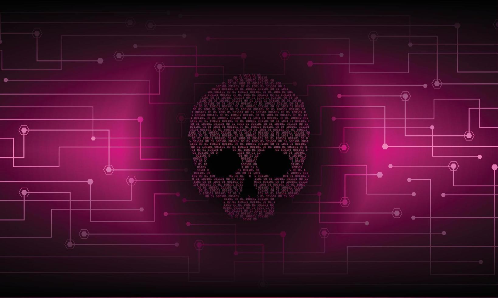 cyber hacker attack background, skull vector