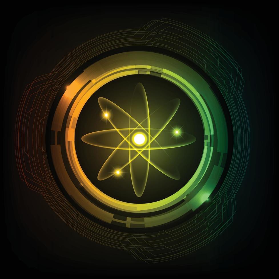 Dark Blue Shining atom scheme. illustration. Abstract Technology background for computer graphic vector