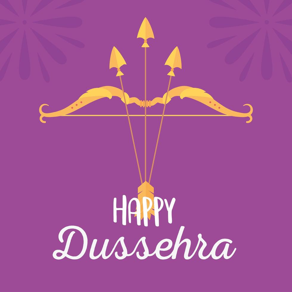 happy dussehra festival of india, bow and arrows culture vector