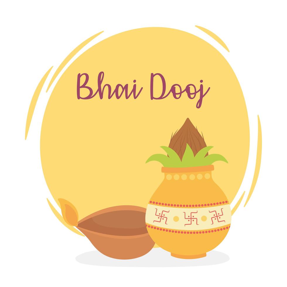 happy bhai dooj, indian family celebration relation sisters and brothers vector