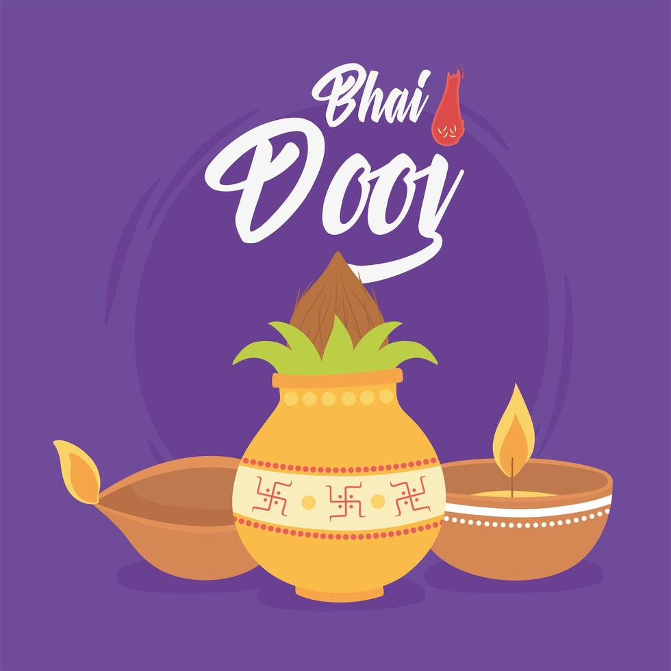 happy bhai dooj, ceremony indian family celebration card vector