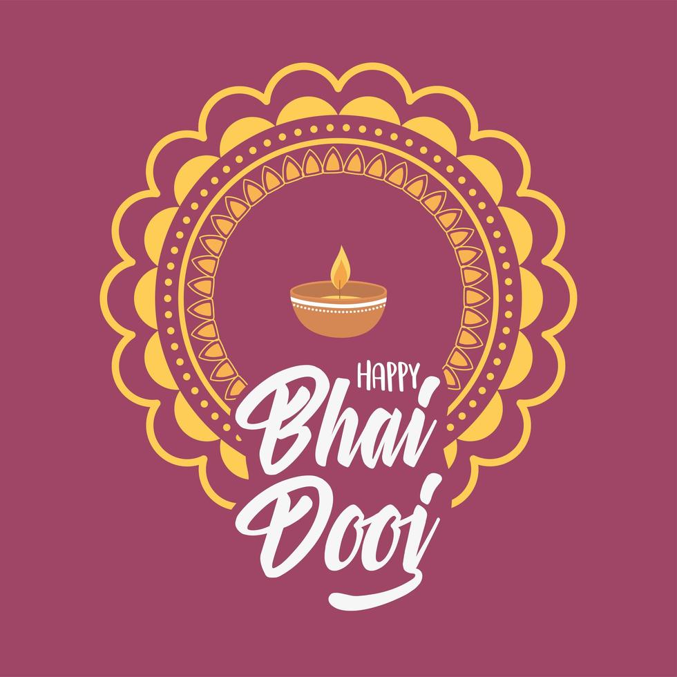 happy bhai dooj, indian family celebration traditional event card vector