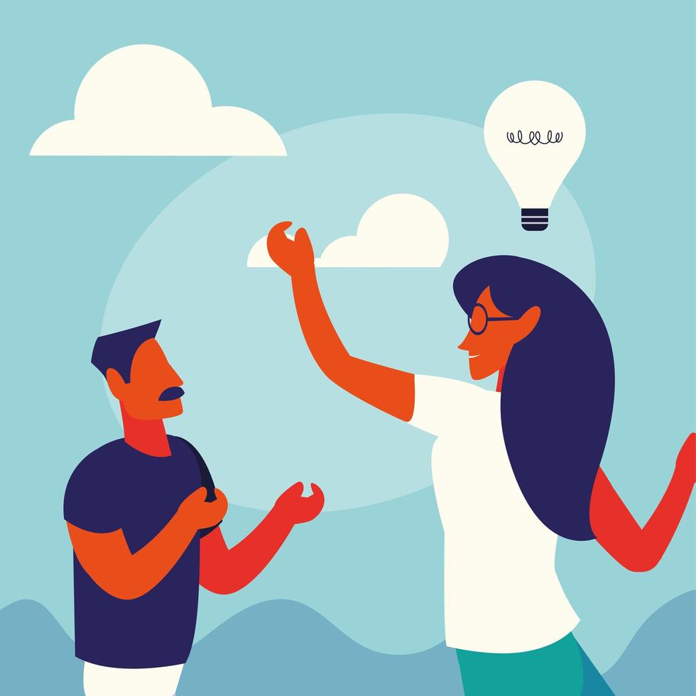 people of business with light bulb, people and ideas vector