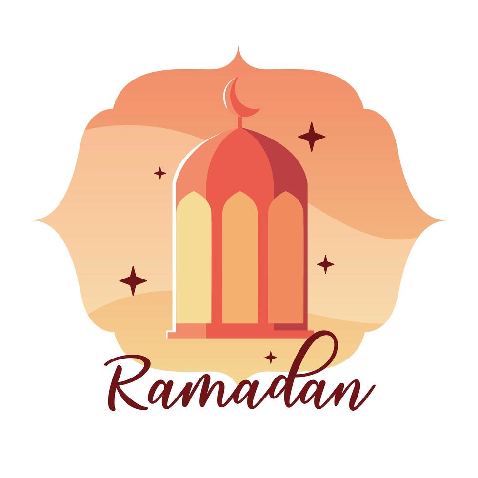 illuminated lamp with label ramadan vector
