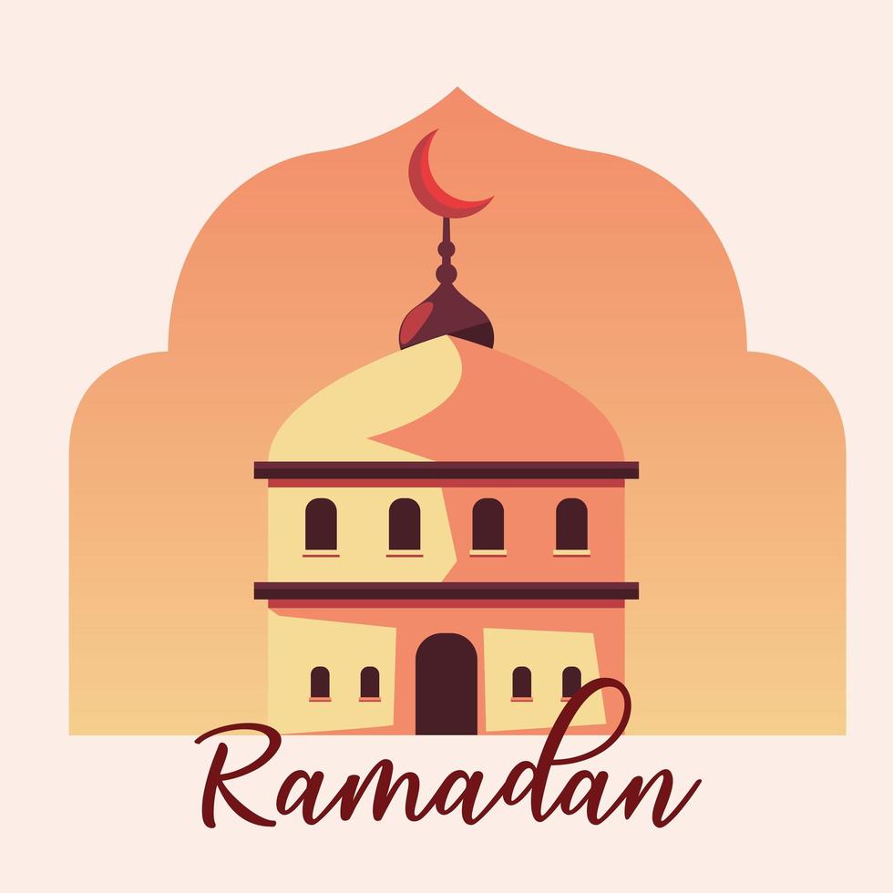 mosque building with label ramadan vector