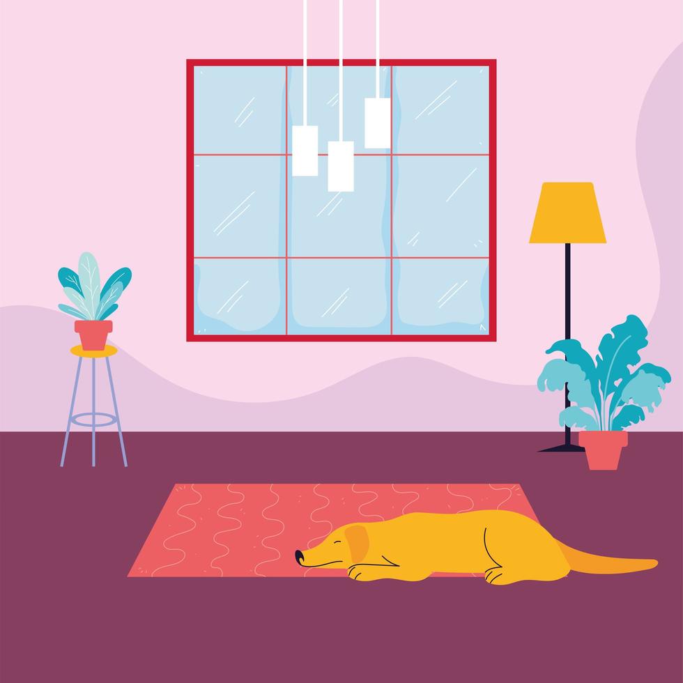 adorable dog in living room vector