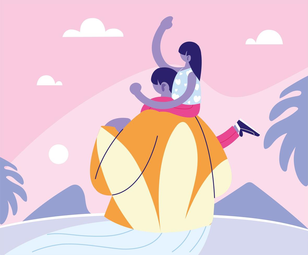 man and daughter, card of the father day vector