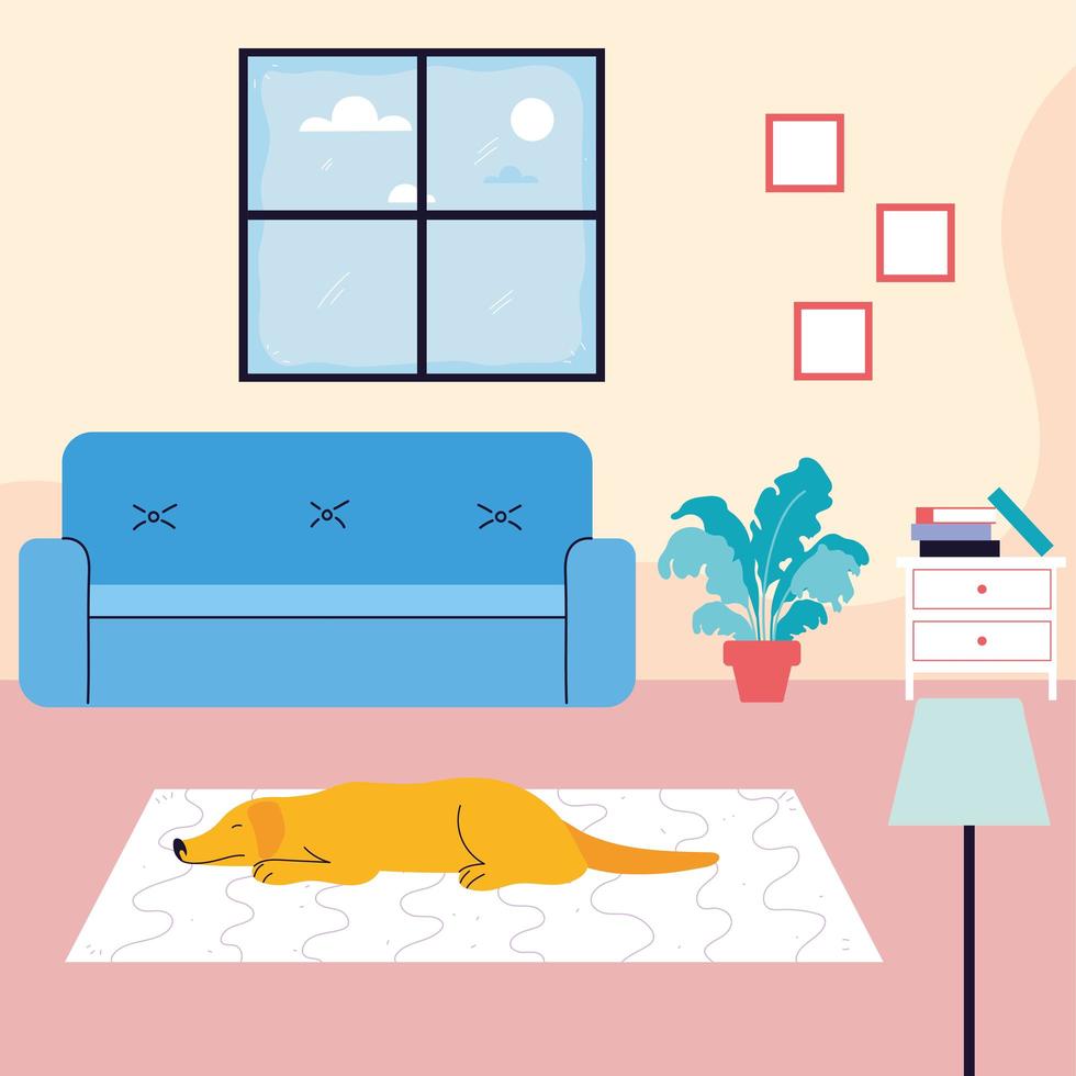 adorable dog in living room vector