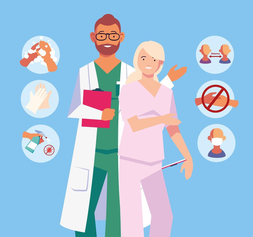 doctors recommendations for how prevent the spread of covid 19 vector