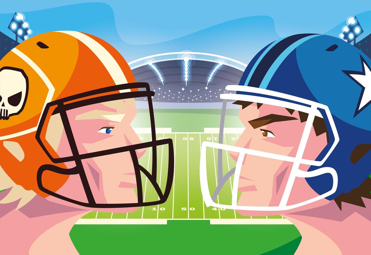 head of men with helmet, american football vector