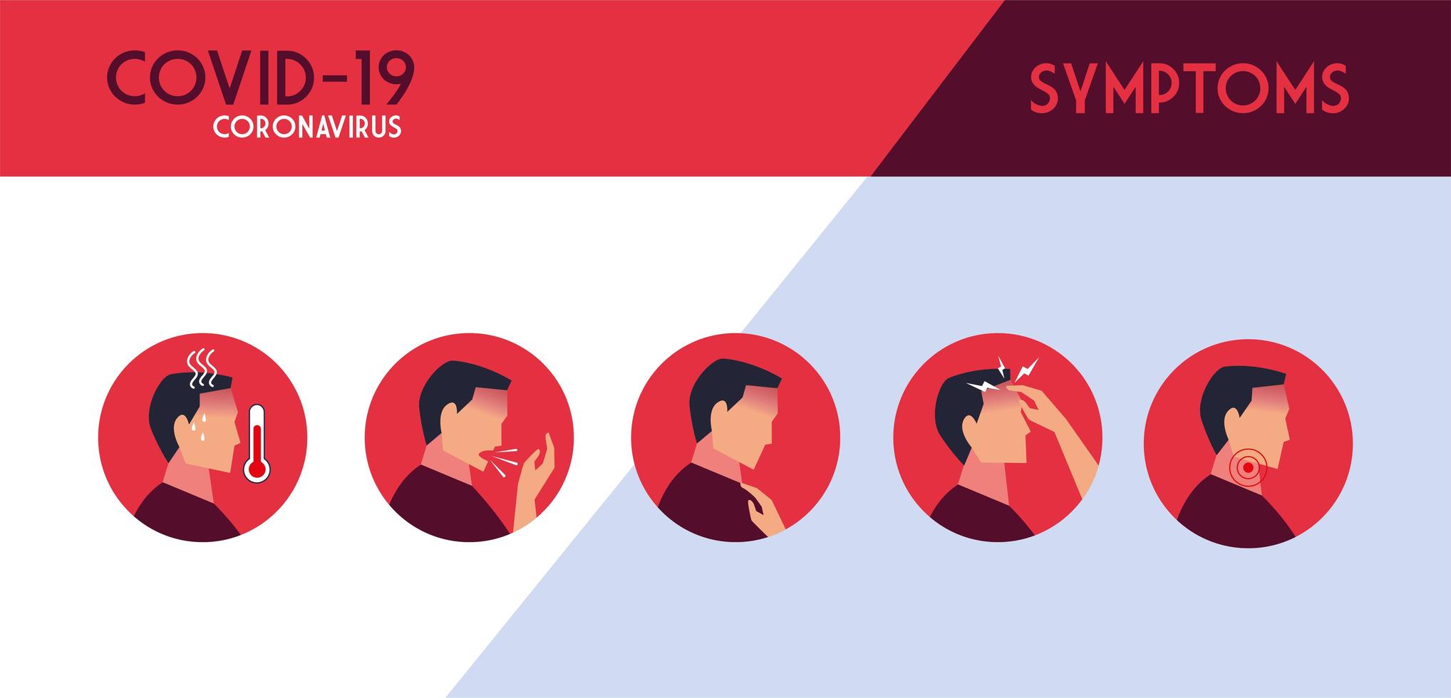 set of icons with symptoms of coronavirus vector