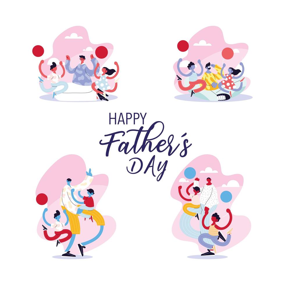 set of cards of the happy fathers day vector