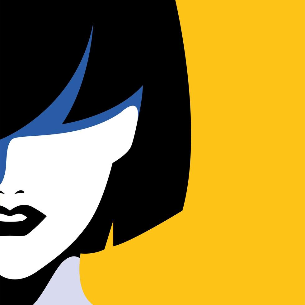 retrato, de, abstracto, mujer joven, con, pelo corto vector